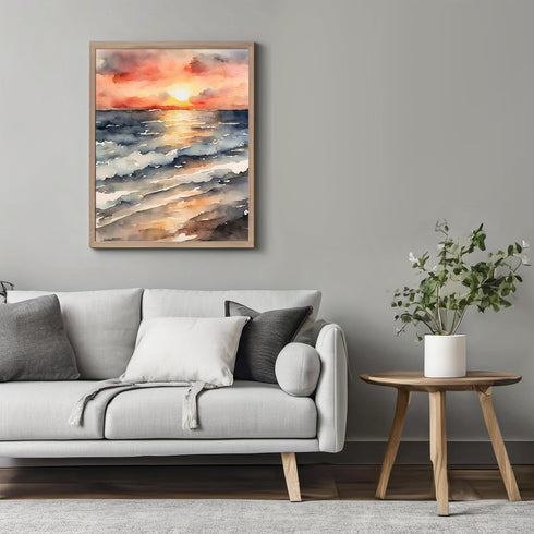Posterizer 1 pcs- sea and beach themed oil painting style print 14-Landscape & Nature Art-Floral Botanical Art- Decor for Home & Office- unframed ...