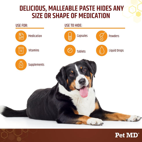 Pet MD Wrap-A-Pill with Dog Probiotics - Pill Wrap for Dogs Medicine - Easy-to-Use Paste to Hide Capsules, Create Pockets and Pill Treats for Dogs...