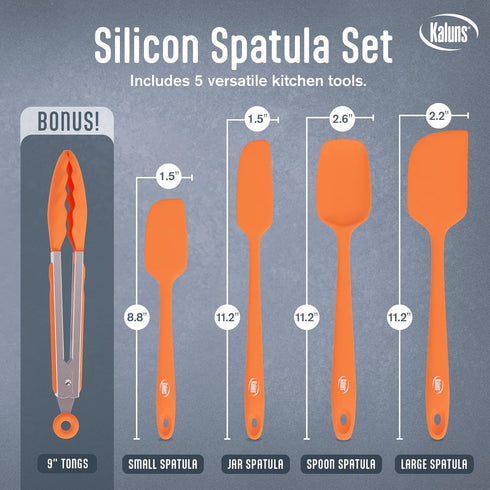 Kaluns Silicone Spatula Set, 4 Rubber Spatulas 600°F Heat Resistant, Nonstick Seamless Design with Stainless Steel Core, Dishwasher Safe, BPA free...