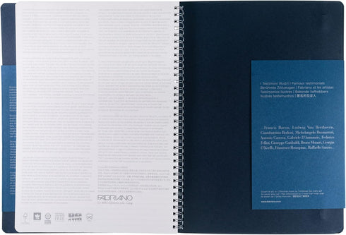Fabriano Ecoqua Plus Hidden Spiral-Bound Notebook, 8.3" x 11.7", A4, Lined, Navy...
