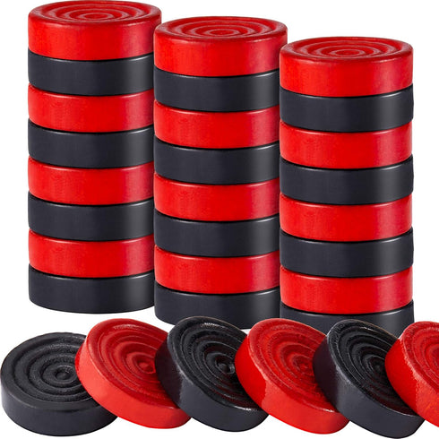 72 Pieces Wooden Checkers 1.06 Inch Checkers Board Game Pieces Stackable Ridge in Drawstring Storage Pouch for Checkers Backgammon Game, Red and B...