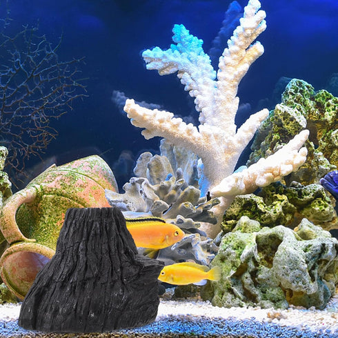Toddmomy Volcano Fake Volcano Aquarium Decor Fish Tank Landscape Fish Tank Cat Scratching Elephant Aquarium Mountain Cave Small Fish Tank Mini Air...