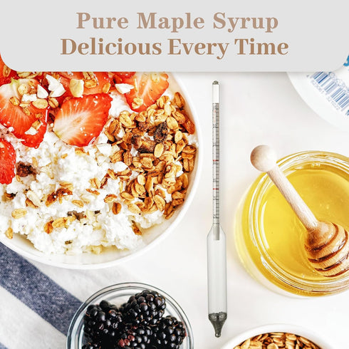 Maple Syrup Hydrometer, Baume and Brix Scale, Maple Syrup Density Kit Syrup Hydrometer for Measure Sugar and Moisture Content (Density) of Boiled ...