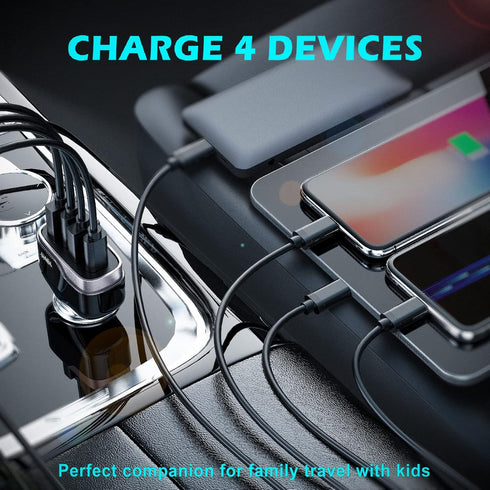 SUNDA 60W USB C Fast Car Charger | 4-Ports Car Charger Adapter | Dual Type C PD30W/PPS30W Compatible with iPhone15/14 Pro/Max/iPhone13/Galaxy/Sams...