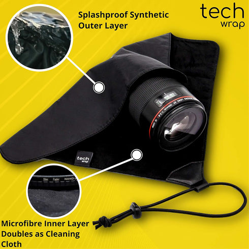 The Tech Wrap Compact 12.5" x 12.5" Neoprene Lens Pouch - Camera Lens Protective Wrap - Camera Travel Accessories...