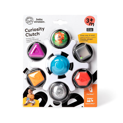 Baby Einstein Curiosity Clutch Fidget Sensory Toy and Pop It Rattle, BPA Free Infant Teether, Age 3 Months+, Multicolored...