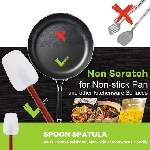 Silicone Rubber Spatula and Spoon Rubber Spatula Set of 3, High Heat Spatula Spoon, Commercial Spatula for Cooking, Commercial Rubber Spatula (3 S...