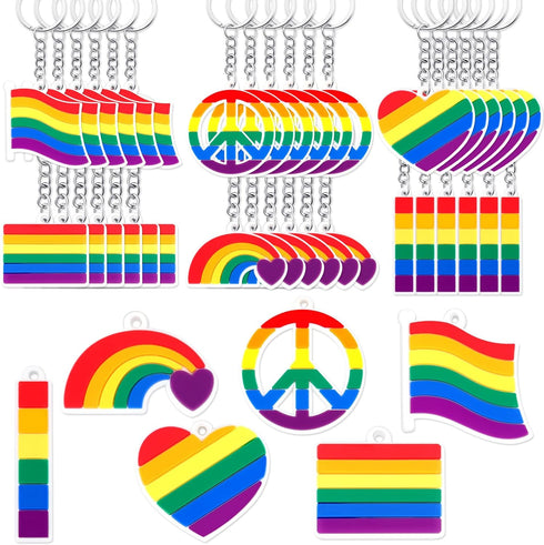 36 Pack Rainbow Pride Keychians Gay Rainbow Flag Lapel Keychains Lgbt Lgbtq Flag Love Is Love Keychains Pride Accessories for Pride Shirt Gay Lesb...