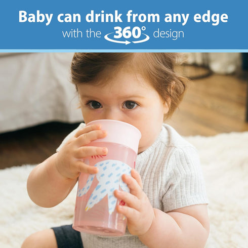 Dr. Brown's Milestones™ Cheers360™ Training Sippy Cup for Babies & Toddlers - Pink Animals - 10oz - 9m+...