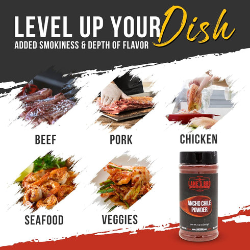 Lane's Ancho Chile Powder Spice, All-Natural Ancho Chili Powder Seasoning with Sweet & Smoky Ancho Chiles Flavor, No Preservatives Made in USA, 7....