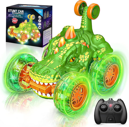 Dinosaur Toys for Kids 3-5, 360° Rotating 2.4Ghz Remote Control Car with Cool Light,4WD RC Sunt Car Toys Birthday Gifts for Children Toddlers Boys...