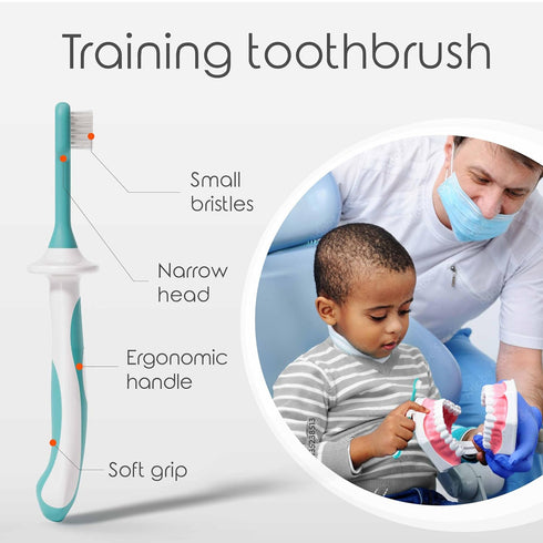 Cherish Baby Care Toddler Toothbrushes 1-2 Years (4-Pack) - BPA-Free & Safety-Tested Kids Toothbrush Kit, Designed by a Pediatric Dentist, Soft-Gr...