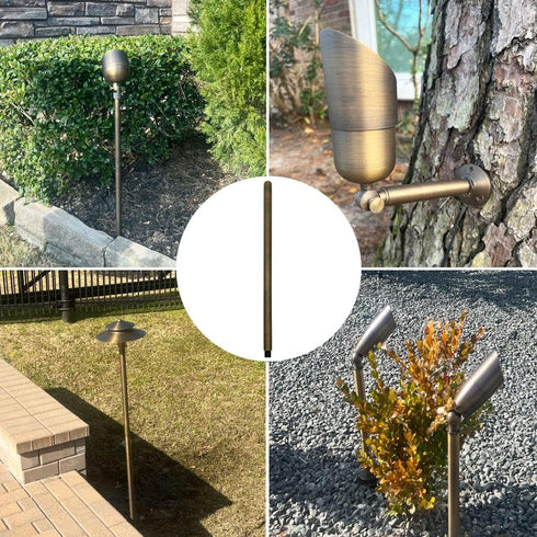 Landscape lighting Extension Pole - Brass Landscape Lighting Extension Riser to Make Spotlights and Pathway Outdoor Lights for Yard Taller, Lamp E...