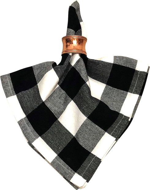 Yourtablecloth Buffalo Plaid 100% Cotton Cloth Checkered Dinner Table Napkins – Vibrant Colors – Soft & Super Absorbent Napkins 20 x 20 Set of 6 B...