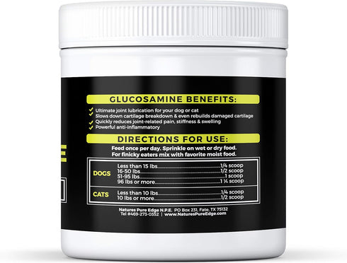 Nature's Pure Edge Original Extra Strength Glucosamine Dog and Cat Supplement Flavored with Real Chicken. Treats Painful and Damaged Joints. 170 g...