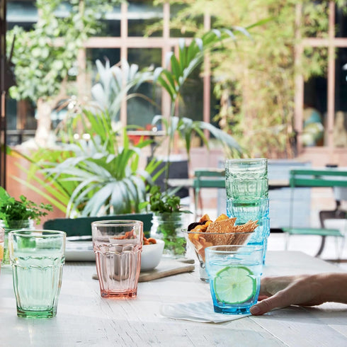 Bormioli Rocco Rock Bar 9.25 oz. Rocks Stackable Tempered Beverage Glasses for Cold Drinks, Water, and Cocktails, Set of 6, Mint Green...