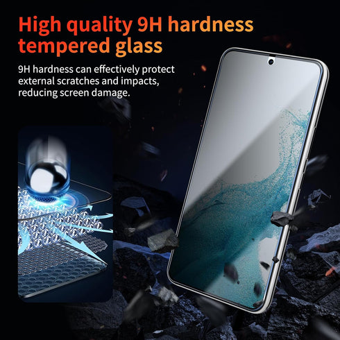 Privacy Screen Protector for Samsung Galaxy S22 Plus/S23 Plus 6.6 Inch 2 Pack, Tempered Glass Film Anti-Spy Scratch Resistant 9H Hardness Case Fri...