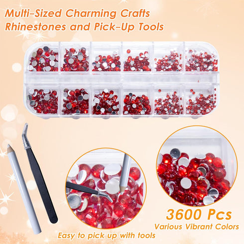 b7000 Glue Clear with red Rhinestones for Crafting,3600Pcs Rhinestones with 3Pcs Adhesive Glue Rhinestone Picker Tool?bedazzler kit with Rhineston...