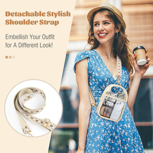 MoKo Clear Bag Stadium Approved - Multi Pockets Clear Sling Purse Crossbody Bag with Adjustable Shoulder Strap for Concerts Events Sports Games, B...