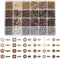 PH PandaHall 1200pcs 6 Styles Spacer Beads, 4 Colors Tibetan Flower Bicone Rondelle Beads Antique Alloy Spacers Beads Square Loose Beads for Brace...