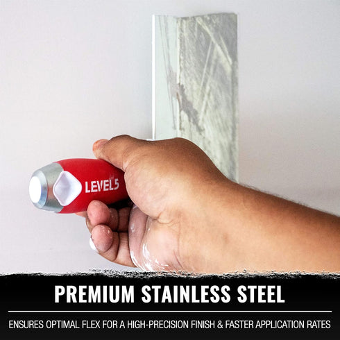 10" Soft-Grip Stainless Steel Taping Knife - LEVEL5 | Pro-Grade | Metal Hammer End | 5-136...
