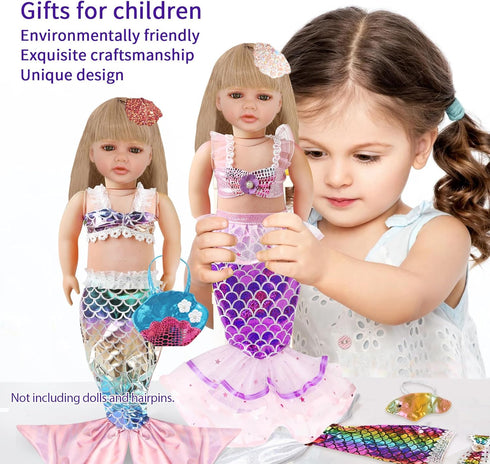 18-inch Baby Doll Clothing Accessories - Including 6 Sequins Mermaid Dresses 5 Fashion Floral Swimsuit Tops and Dresses 2 Classic Mermaid Princess...