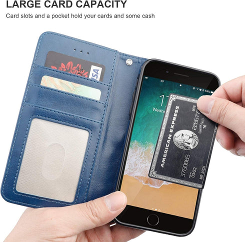 Bocasal for iPhone 7/8 Plus Wallet Case with Card Holder PU Leather Magnetic Detachable Kickstand Shockproof Wrist Strap Removable Flip Cover for ...