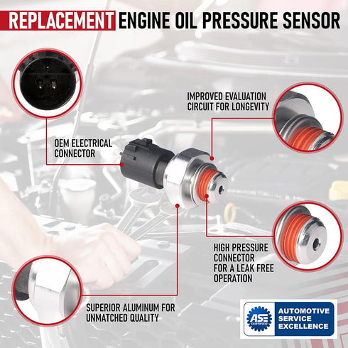 Engine Oil Pressure Sensor - Replaces 12673134, 12585328, 926-041 - Compatible with Chevy, GMC, Buick & Cadillac Vehicles - Silverado, Trailblazer...