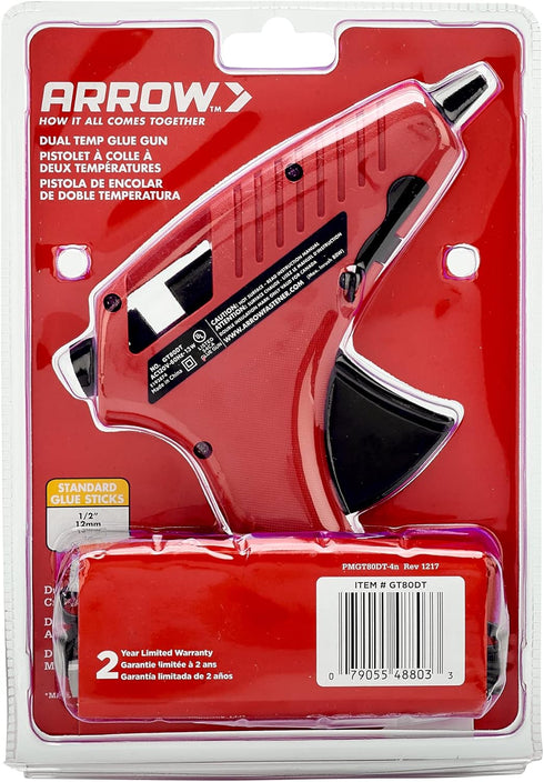 Arrow Fastener GT80DT Dual Temperature Glue Gun for Crafts, Decorating, Light Duty Upholstery, General Home Repair, Includes 3 Glue Sticks...