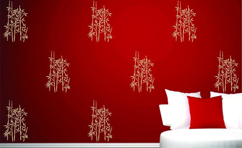 Bamboo Stencil, 10 x 16 inch (L) - Classic Oriental Plant Leaves Wall Stencils for Painting Template...