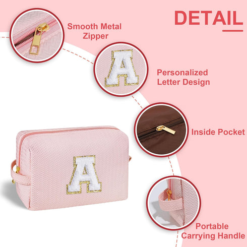 Birthday Gifts for Women Her, Initial D Travel Cute Makeup Bag Large Capacity Make Up Bag Cosmetic Bag for Women Toiletry Bag Skincare For Teens P...