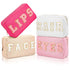 Pinkunn 4 Pcs Preppy Makeup Bag Cute Chenille Cosmetic Bags Face Eyes Lips Hair Corduroy Letter Patch Skin Zipper Patch Bags Travel Zipper Pouch M...