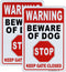 Beware of Dog Warning Sign 2 Pack, Dogs In Yard, Stop, Keep Gate Closed Sign, 12x8 Inch Rust Free Aluminum Metal, Beware of Dog Signs for Fence, E...