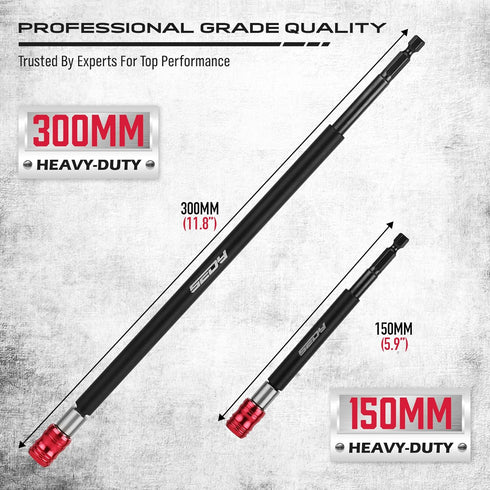 Magnetic Screwdriver Bit Holder Set: 2-Piece 1/4 Inch Hex Shank Quick Release Extension Adapter | Super Straight Durable CR-V Steel | Universal Fi...