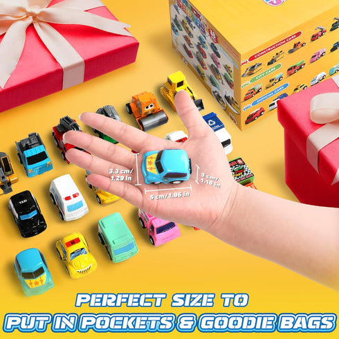Fajiabao 18 Pcs Toy Car Mini Pull Back Cars Toy Trucks for Toddlers 1-3 Party Favors Bulk Small Construction Toys for Kids Carnival Prizes Pinata ...