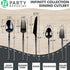 Party Bargains Disposable Plastic Black Cutlery Set, Infinity Modern Design Utensils, 40 Pack: 16 Forks, 8 Knives, 16 Spoons...
