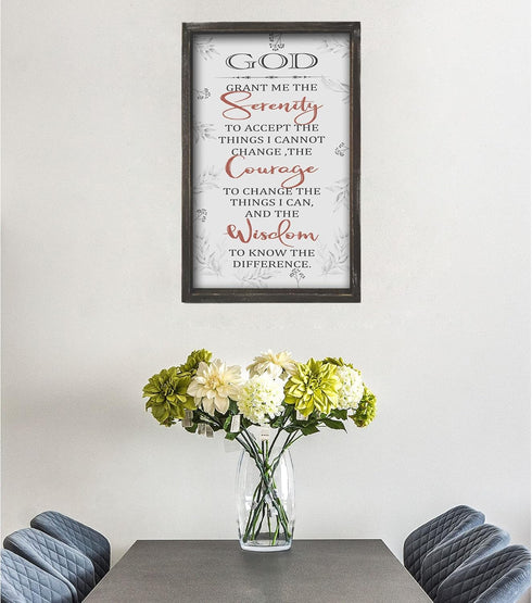 Buecasa Farmhouse God Serenity Prayer Wall Decor Sign - Religious Bible Verse Wall Art with Rustic Solid Wood Frame16x9.5 Inches Vertical...