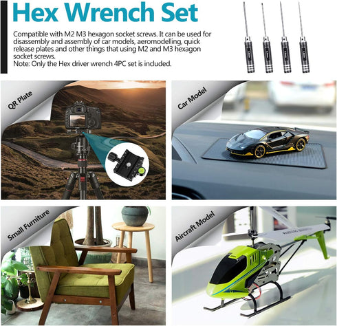 Neewer Lightweight Titanium Nitride Coating Hex Driver Wrench 4 Piece Set, Hex Screw driver Tools Kit Set for RC Helicopter (1.5mm/2mm/2.5mm/3.0mm...