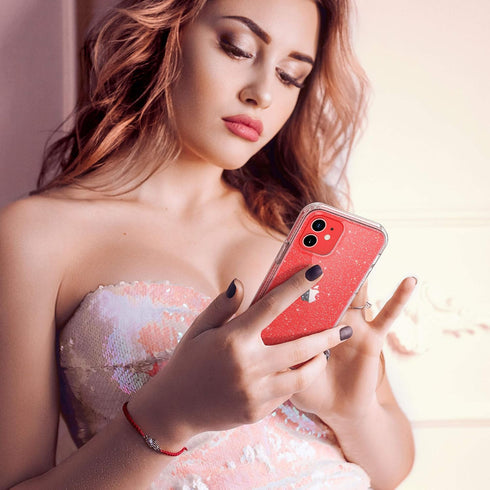 ULAK Compatible with iPhone 12 Mini Case Clear Glitter, Bling Sparkle Protective Phone Case Designed for Women Girls, Hybrid Anti-Scratch Shockpro...