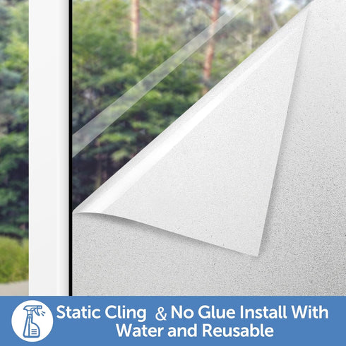 HIDBEA Frosted Window Privacy Film - Non Adhesive Static Cling Glass Stickers Sun UV Blocking Heat Control Door Covering Decals for Home Office, 2...