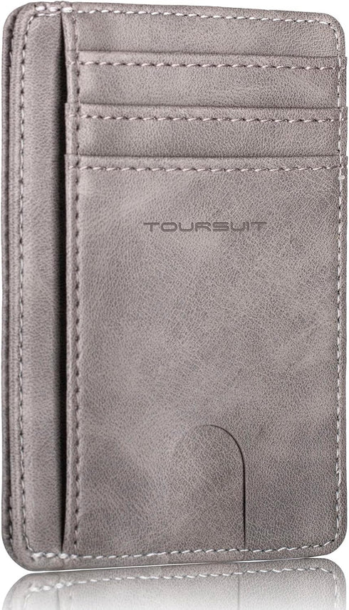 TOURSUIT Travel Minimalist Slim Front Pocket Wallet for Men Women, RFID Blocking Credit Card Holder Case (Grey)...