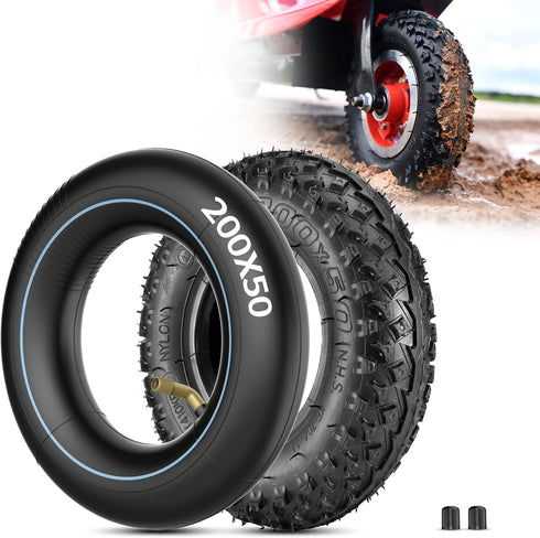 RUTU 200x50 Inner Tube & Tire, 8x2 Scooter Tire Tube Replacement for Electric Scooters Razor E100, E150, E200, Dune Buggy, High Rubber Content, TR...