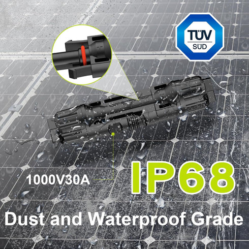 10 Pairs Solar Connector (10AWG), 20Pcs Solar Panel Cable Connectors Adapter Male/Female IP68 1000V 30A 10AWG 12AWG 14AWG Waterproof Dustproof Con...