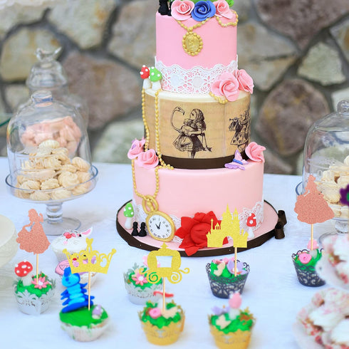 Pack of 40 Pre-Assembled Princess Cupcake Toppers Crown Castle Girl Cupcake Toppers Birthday Fruits Picks for Princess Theme Party Decoration...