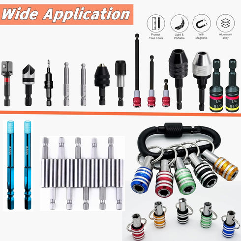 Bit Holder 1/4 inch Hex Shank Screwdriver Bits Holder Extension Bar Keychain Screw Adapter Drill Change Hand-held Screwdrivers Drill Bits Holder P...