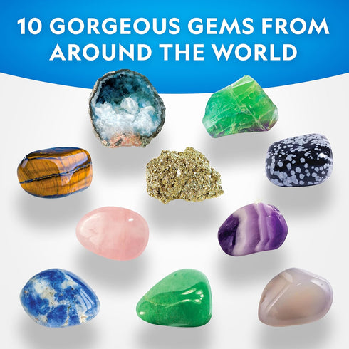 Gemstone Dig Kit – Dig Up 10 Real Gemstones and Crystals, Science Kit for Kids, Gem Digging Kit, Gift for Girls and Boys, Mining Kit, Rock Collect...