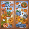 6 Sheets Fall Window Clings Double-Sided Window Stickers with Orange Maple Leaves Pumpkins Blue Truck Thanksgiving Window Decals for Autumn Home H...
