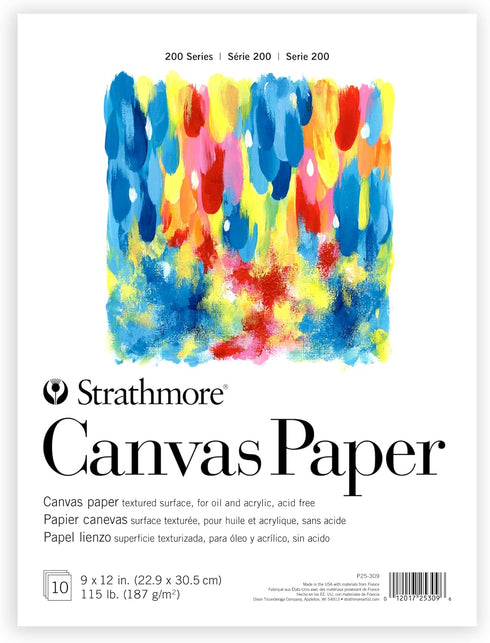 Strathmore 200 Series Canvas Paper, Tape Bound Pad, 9x12 inches, 10 Sheets (115lb/187g) - Artist Paper for Adults and Students - Oil Paint, Acryli...