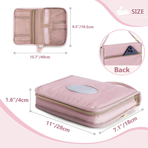 Diaper Clutch Bag with 2 Pieces Wipes Dispensers, Small Diaper Bag with Multiple Pockets for Storage of Baby Necessities, Baby Travel Essential, P...