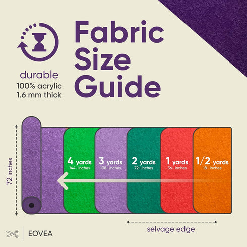 Acrylic Felt Fabric by The Yard-72" Inch Wide -1.6mm Thick Felt Fabric | Non-Stiff Soft Craft Felt Supplies for DIY Arts & Craft, Sewing, Patchwor...